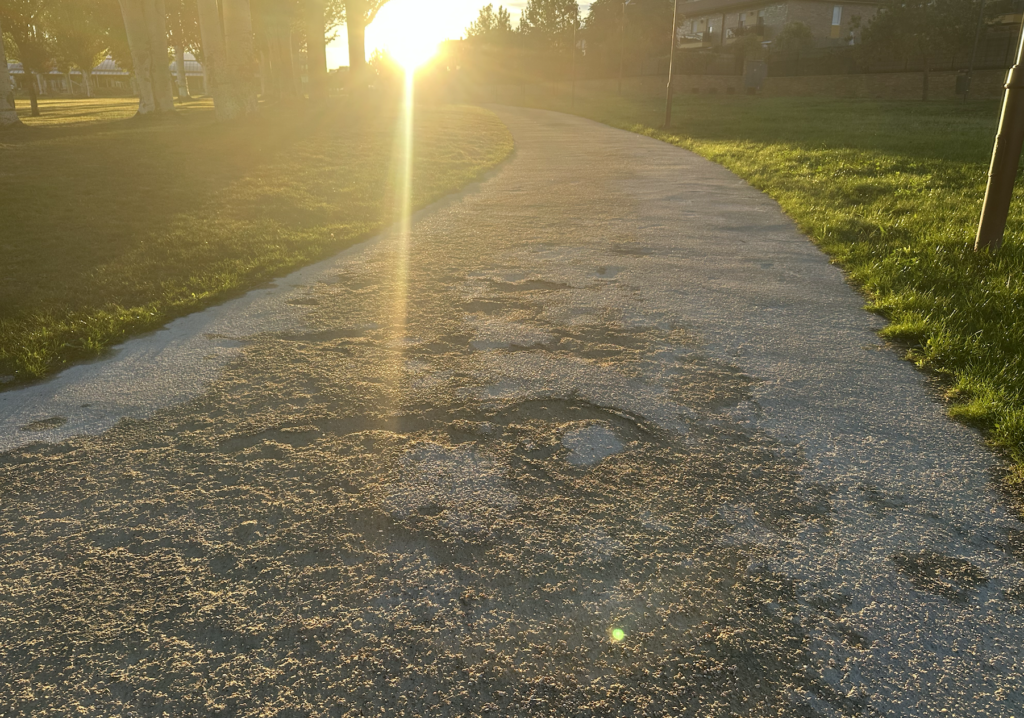 Caminos con baches en el parque de El Mazo
