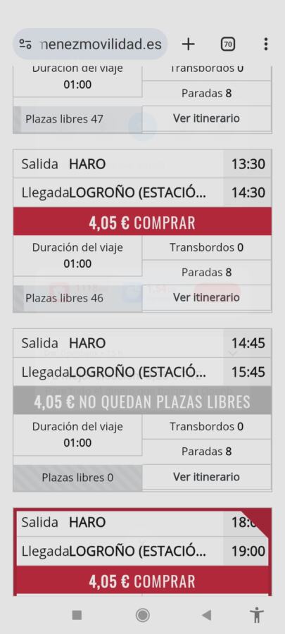 Problemas con el funcionamiento del autobús de Haro a Logroño